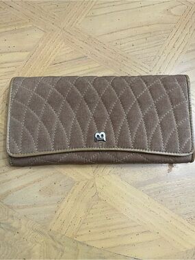 Bally Quilted Sueded Brown Long Clutch Wallet